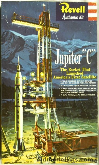 Revell 1/100 Jupiter C -  With Working Gantry / Elevator / Explorer Satellite and Crew - 'S' Issue, H1819-198 plastic model kit